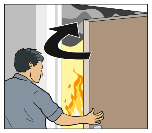 Illustration showing a person closing the door.